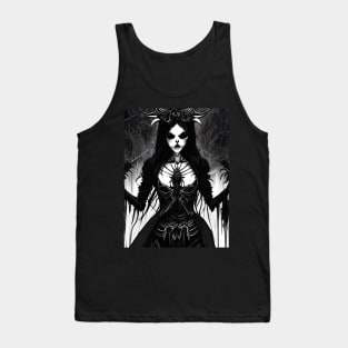 Grim Beauty: Embracing the Dark Side with Black and White Art Tank Top